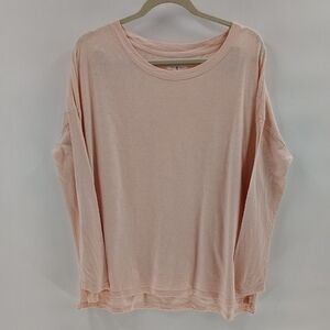 Lou & Grey Pullover Size Medium Light Peach Slub Tee Long Sleeve Oversized